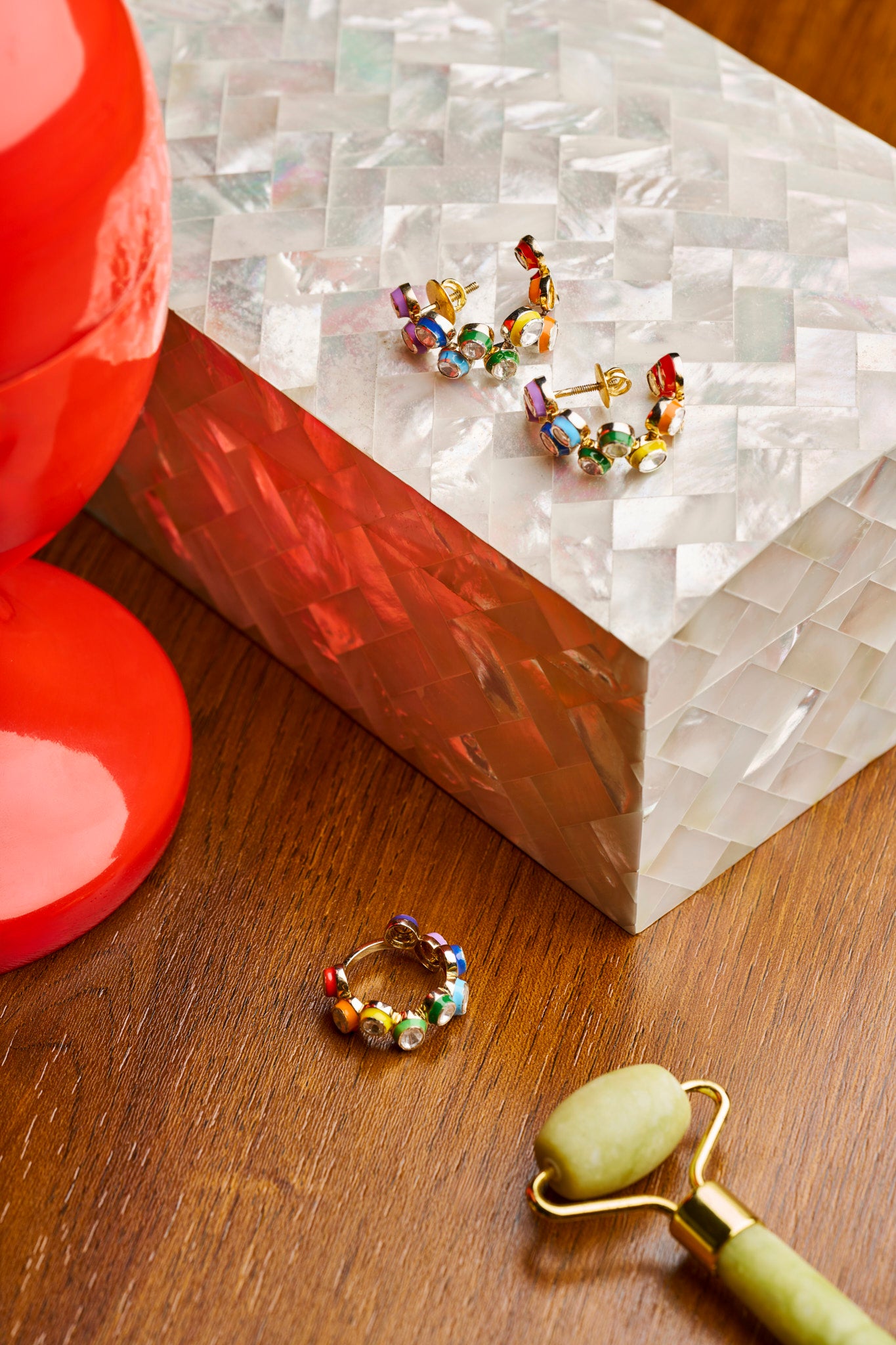 Multicolored Polki Hoops
