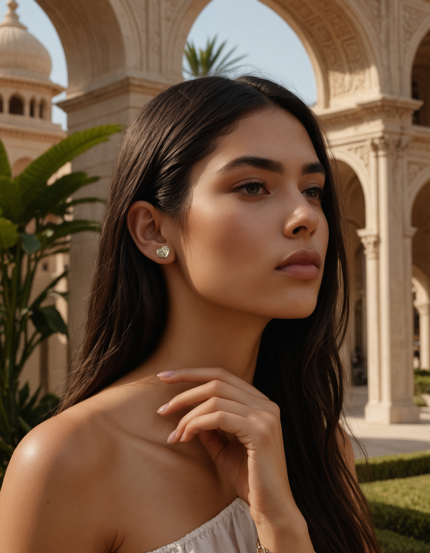 Heart Polki Stud Earrings