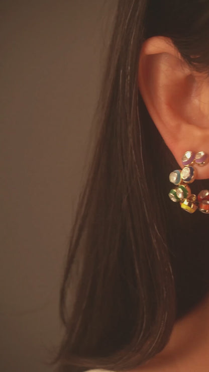 Multicolored Polki Hoops